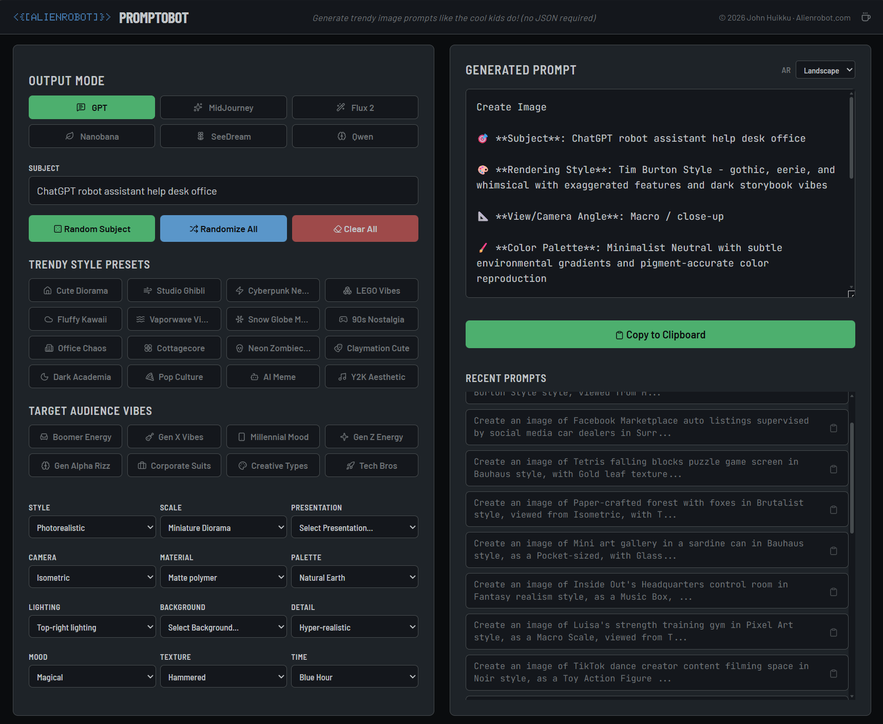 Promptobot Interface