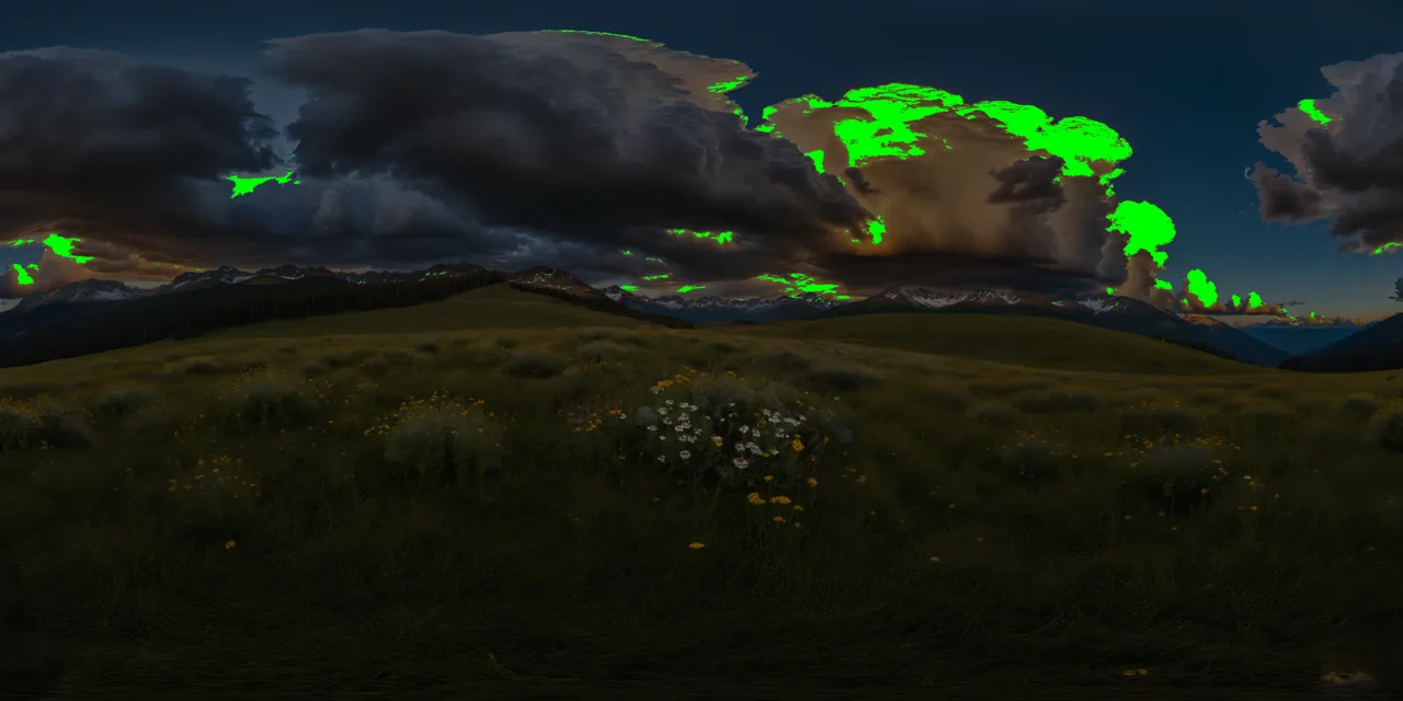 Nearly-seamless HDR latlong — an SDXL img2img with a View360 LoRA, made to wrap horizontally and HDR-expanded for image-based lighting